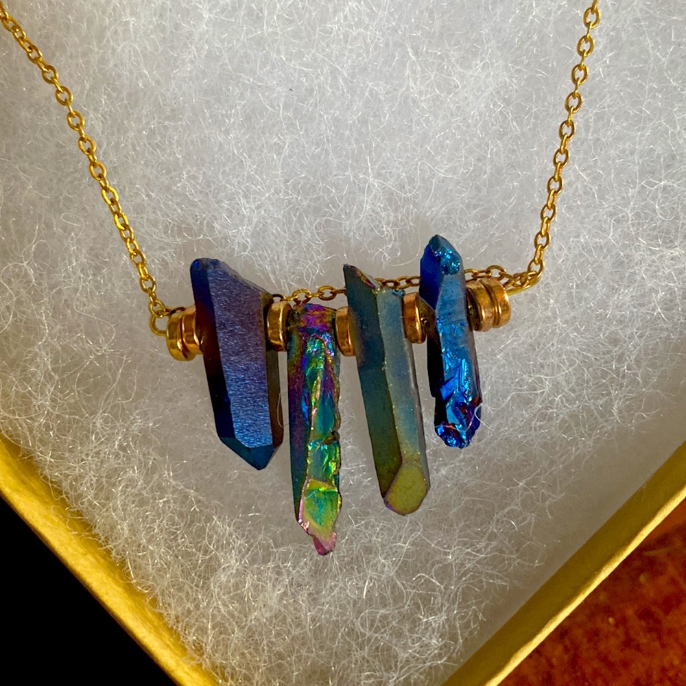 Handmade rainbow quartz necklace
